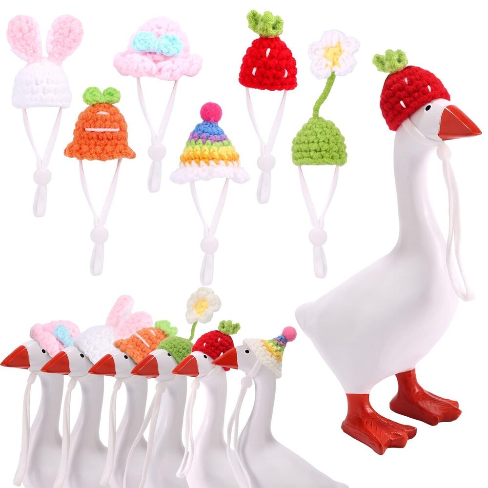 4823 6pcs Porch Goose Outfits Hats, 7in/17.78cm Mini Knitted Headwear